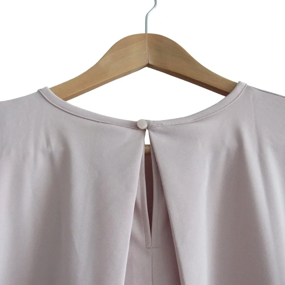 Uniqlo Womens Pink Short Sleeve Blouse Size XXL Crewneck Keyhole Back Careerwear - Picture 6 of 7